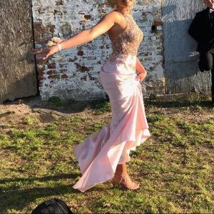 Pink prom dress with gold accents!!